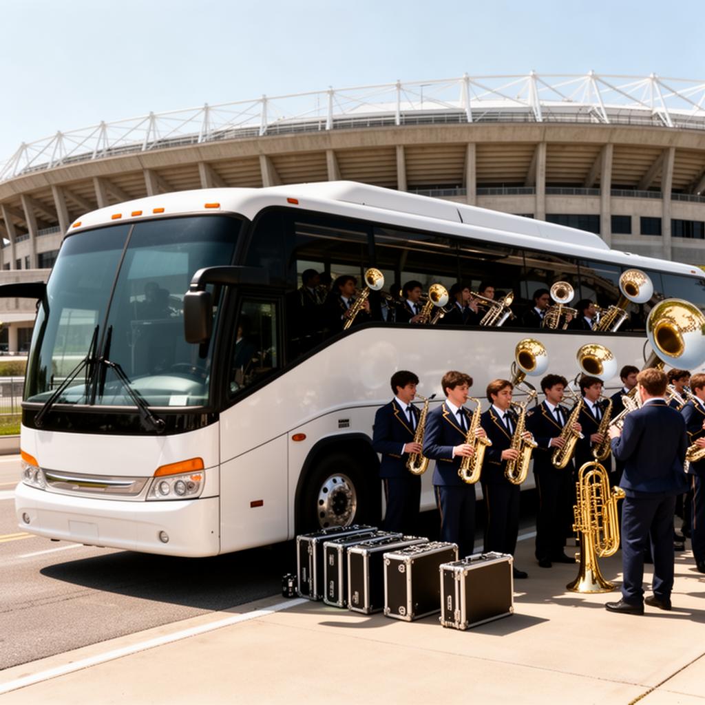 Marching band loading instruments